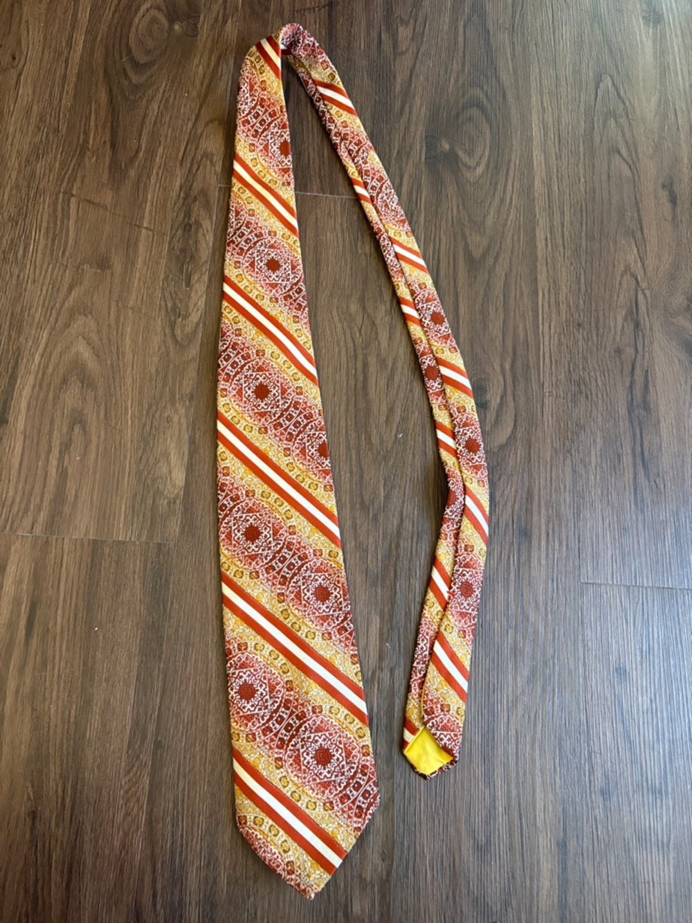 Wembley Orange and Yellow Geometric Stripe Tie